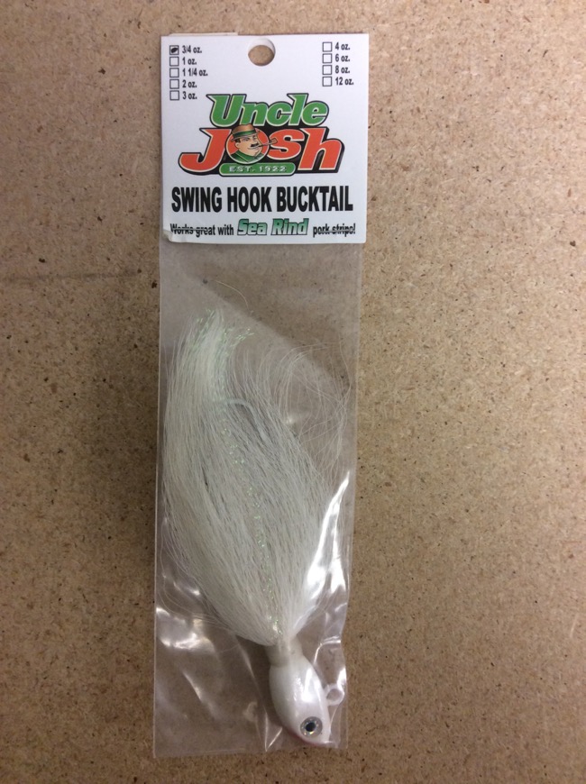 Uncle Josh Swinghook Bucktail Striper Jig - 3/4oz ~ White-0