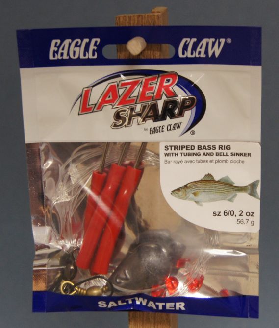 Eagle Claw Weighted Striped Bass Rig w/Red Tubing & 2oz Bell Weight-0