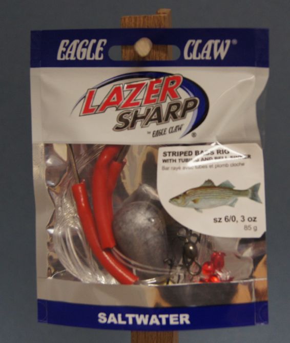 Eagle Claw Weighted Striped Bass Rig w/Red Tubing & 3oz Bell Weight-0