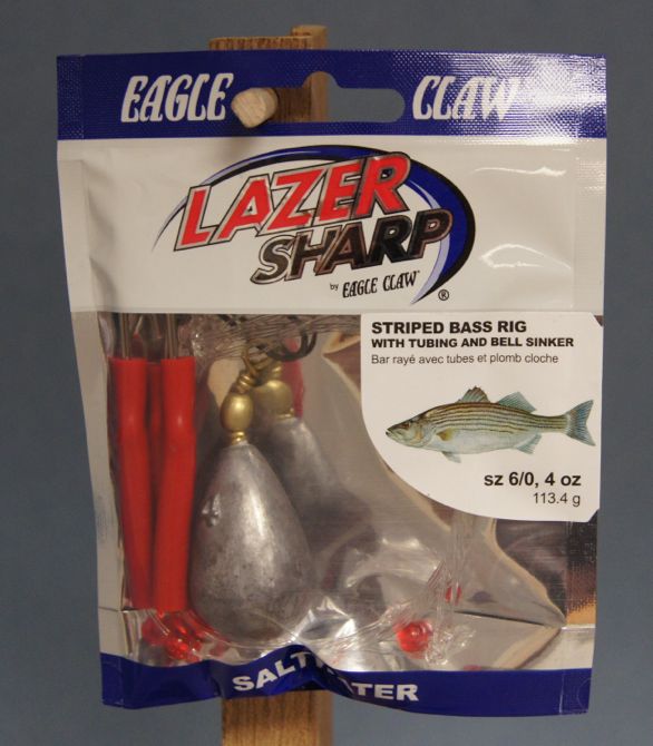 Eagle Claw Weighted Striped Bass Rig w/Red Tubing & 4oz Bell Weight-0