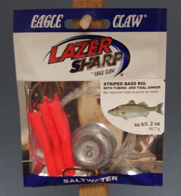 Eagle Claw Weighted Striped Bass Rig w/Pink Tubing & 2oz Tidal Flat Weight-0