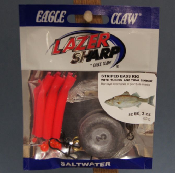 Eagle Claw Weighted Striped Bass Rig w/Pink Tubing & 3oz Tidal Flat Weight-0