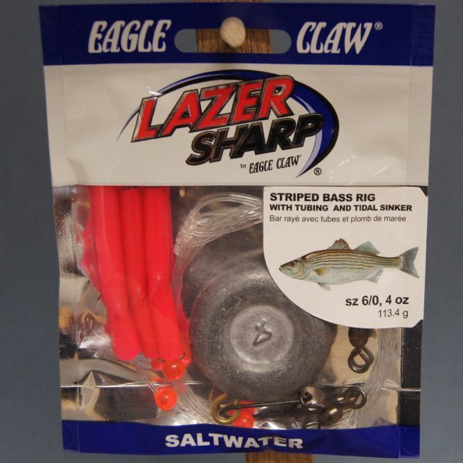 Eagle Claw Weighted Striped Bass Rig w/Pink Tubing & 4oz Tidal Flat Weight-0
