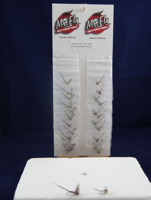 Trout Extended Body ~ Blue Upright & Mosquito Dry Fly-0