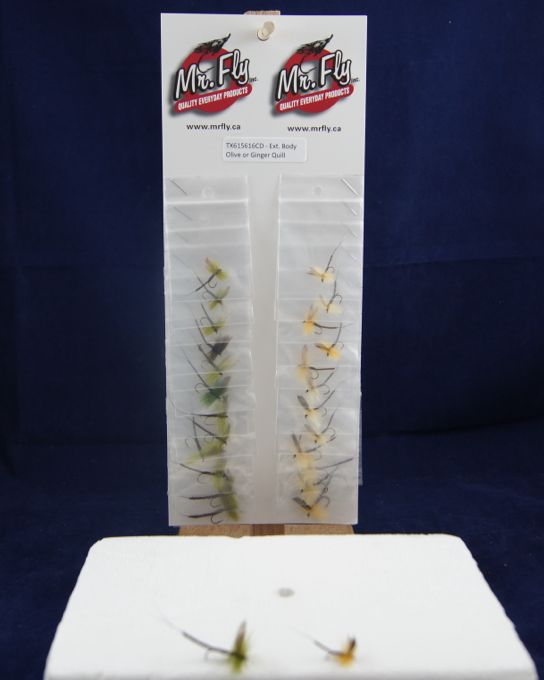 Trout Extended Body ~ Olive or Ginger Quill Dry Fly-0