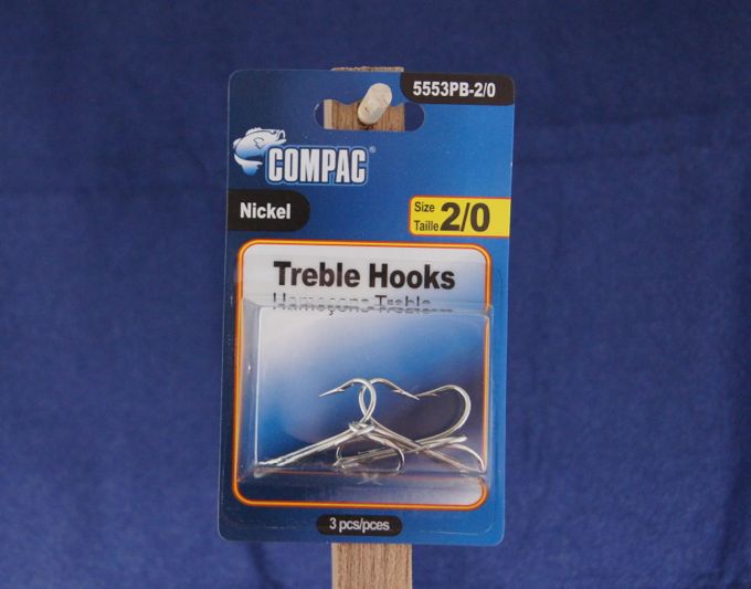 Compac Nickel Treble Hooks - Size 2/0 ~ 3 per pack-0