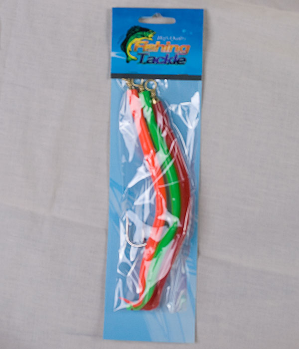 Rubber Cod Worm w/12/0 Hook - Fl. Orange, Green, Red ~ 3 per pack-0