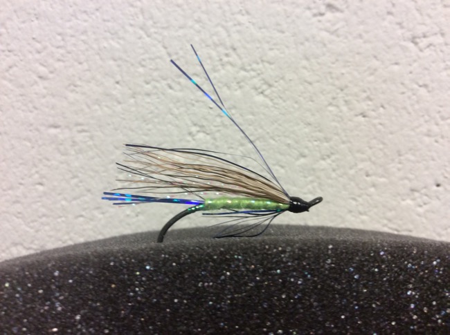 None of Your Business ~ Fl. Green Salmon Wet Flies-0