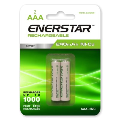 EnerStar "AAA" Rechargeable Ni-cd Batteries ~ 2/pk-0