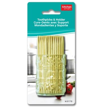 Kitchen Smart Wooden Toothpicks w/Holder-0