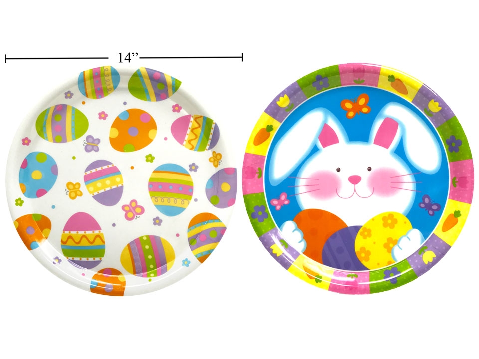 Easter Printed Bunny & Eggs Plastic Tray ~ 14"Dia-0