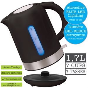Cordless Kettle with LED Light 1.7L ~ Black-0