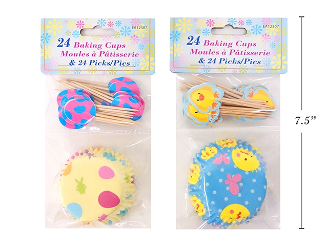 Easter Baking Cups 2" w/Picks ~ makes 24 cupcakes-0