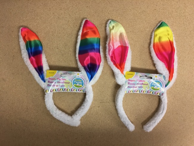 Easter Plush Sequin Rainbow Bunny Ears Headband-0