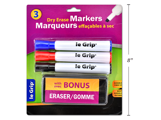Whiteboard {Dry Erase} Marker with Eraser ~ 3 per pack-0