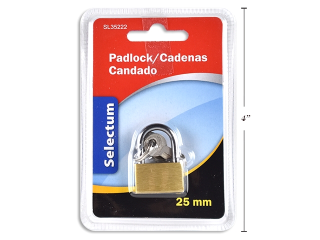 Selectum Brass Padlock with 3 Keys ~ 25mm-0