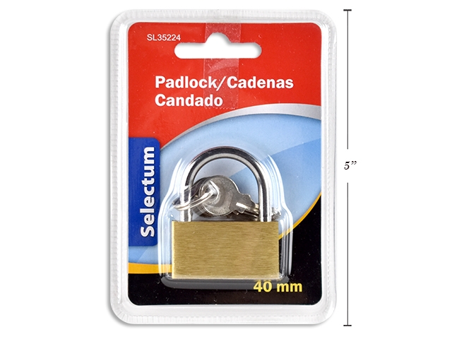 Selectum Brass Padlock with 3 Keys ~ 40mm-0