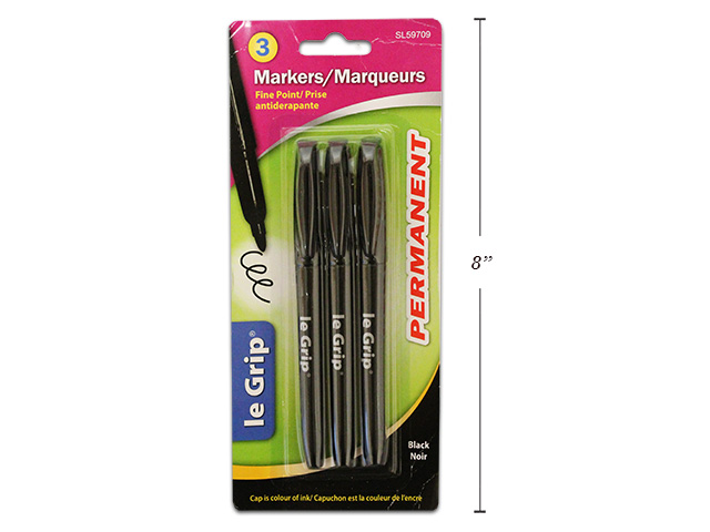 Selectum Fine Point Permanent Black Markers ~ 3 per pack-0
