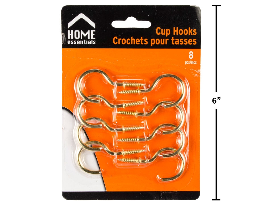 Metal Cup Hooks 2" ~ 8 per pack-0