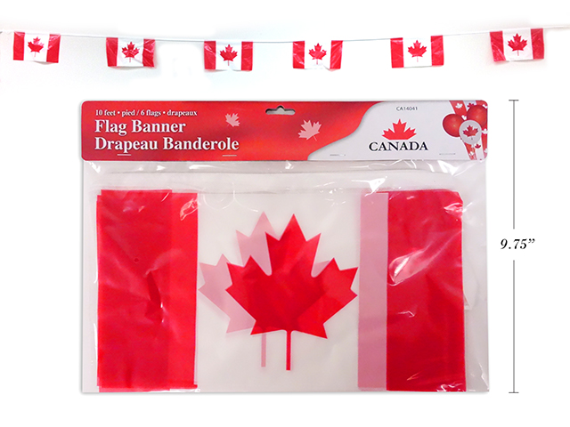 Canada Flag Plastic Banner - 6 flags ~ 10' long-0