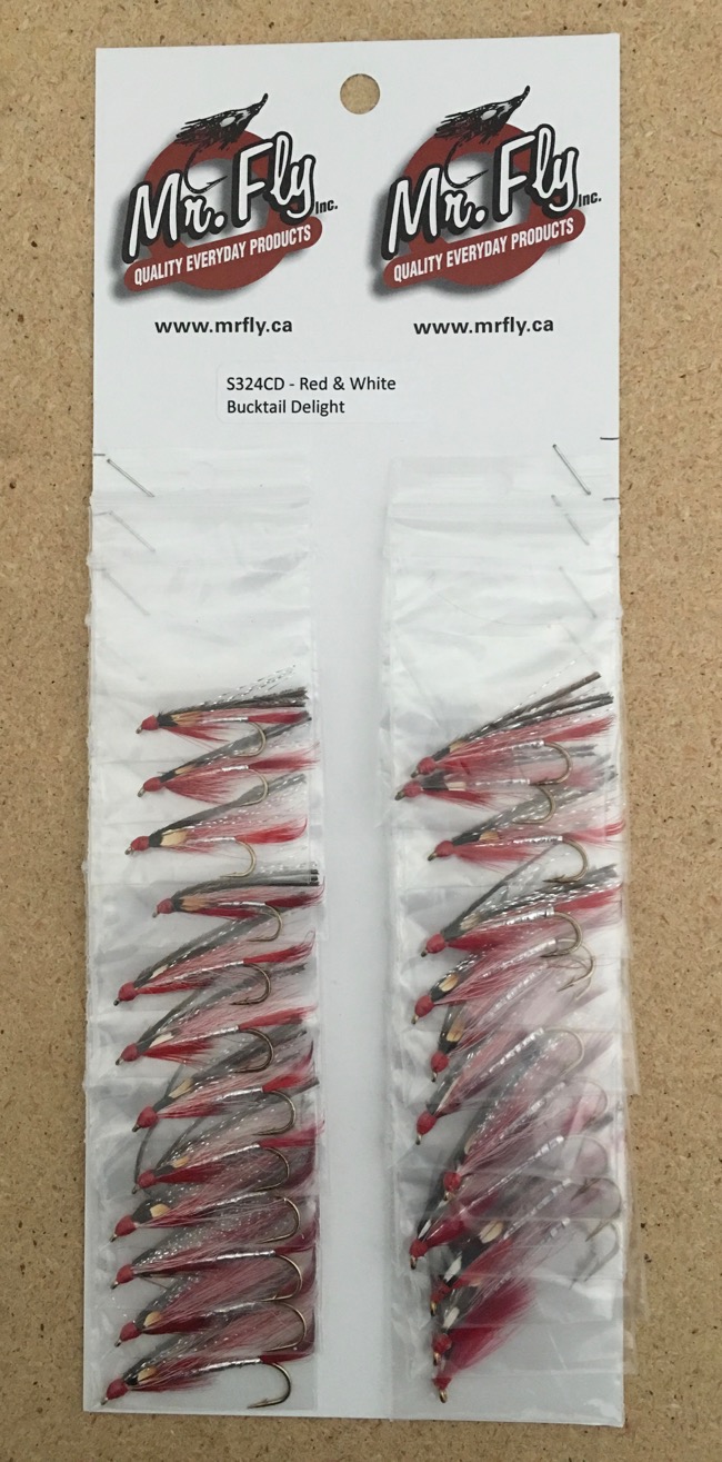 Red & White Bucktail Delight Streamer Flies-0