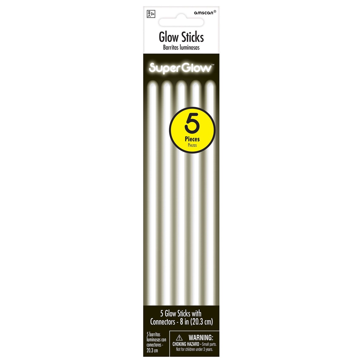Glow Sticks with Connectors 8" - 5 pieces ~ WHITE-0