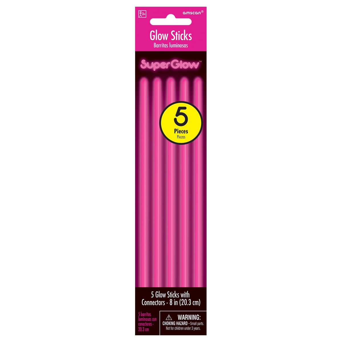 Glow Sticks with Connectors 8" - 5 pieces ~ PINK-0