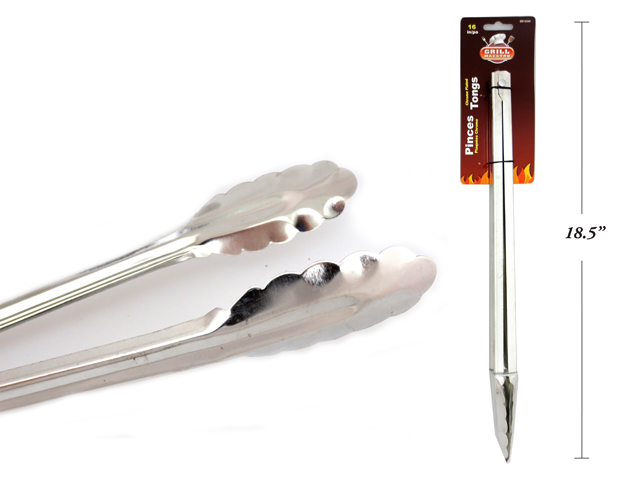 BBQ Chrome-Plated Tongs ~ 15"L-0