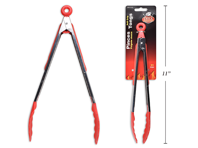BBQ Stainless Steel Soft Grip Tongs w/Nylon Head ~ 11"L-0