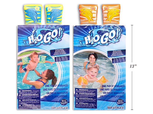 Inflatable Arm Bands - 2 Chambers - 9" x 6" ~ Dolphins-0