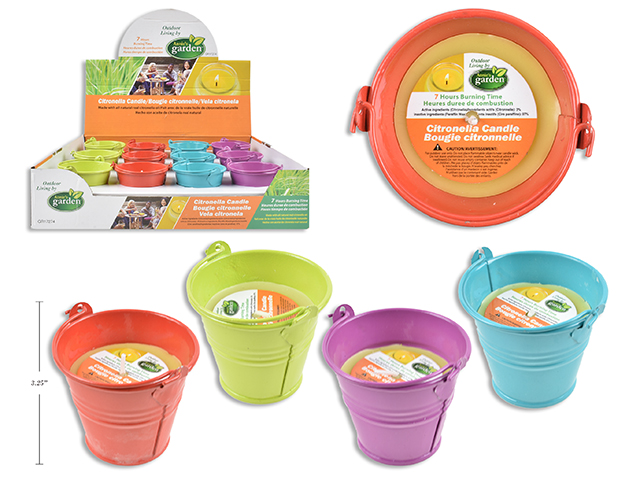 Citronella Candle 2.5" in Tin Bucket ~ 12 per display-0