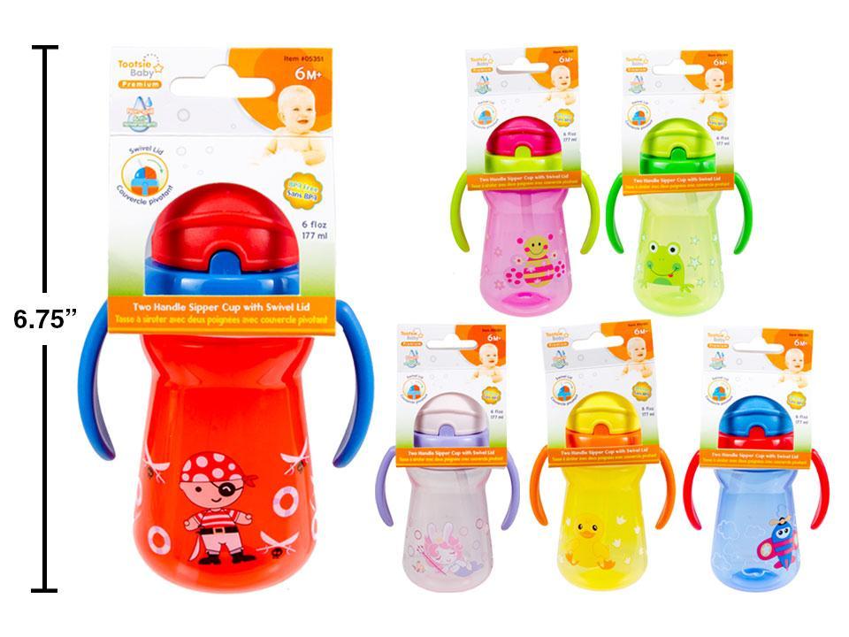 Tootsie Baby Printed Sipper Bottle w/Handles ~ 6oz-0