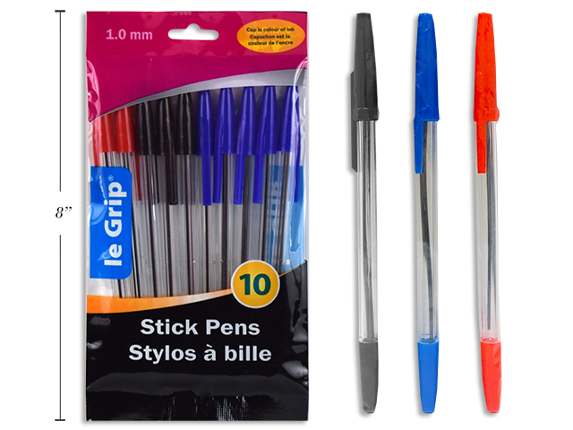 Selectum Transparent Stick Pens - Assorted Ink ~ 10 per pack-0