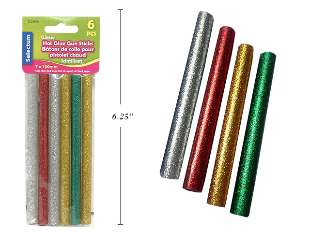 Selectum Glitter Glue Sticks for Glue Guns, 7 x 100mm ~ 6 per pack-0