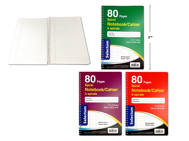 Selectum Coil Notebook, 6" x 9" - 80 pages ~ Sleeve of 10 -0