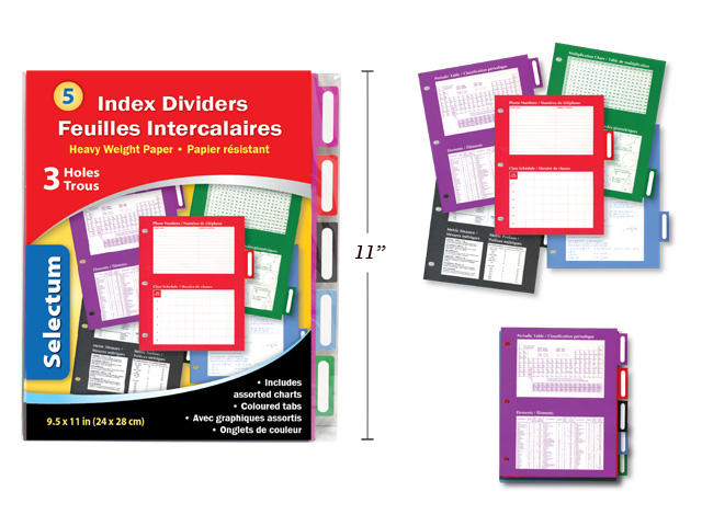 Selectum Index Dividers with Assorted Charts ~ 5 per pack-0