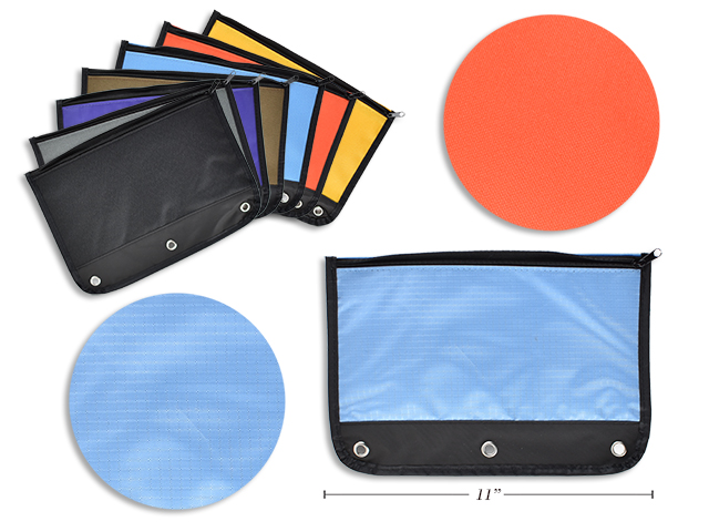 Selectum Pencil Case with Zipper & 3 Holes for Binder ~ 7.25" x 10.5" -0