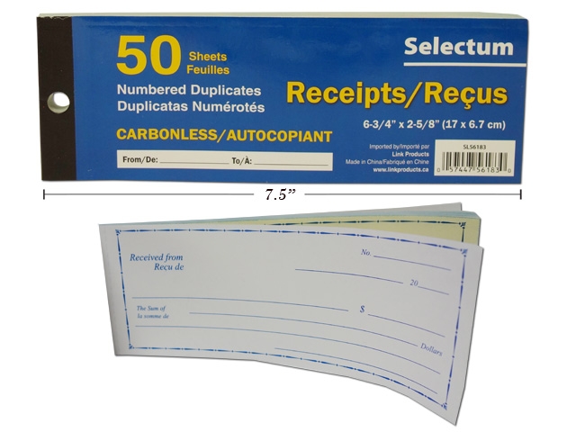Selectum Duplicate Carbonless Receipt Book ~ 50 pages-0