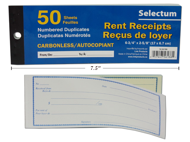 Selectum Duplicate Carbonless Rent Receipt Book ~ 50 pages-0