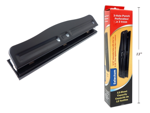Selectum Heavy Duty 3-Hole Paper Punch w/Tray-0