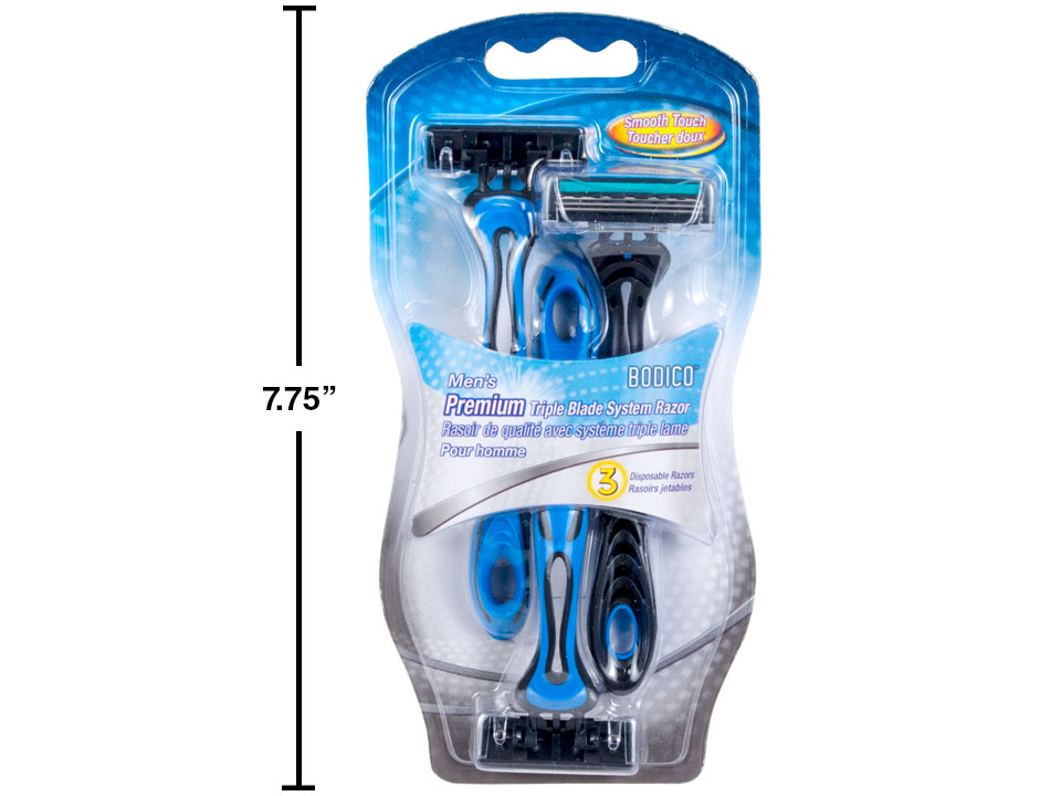Mens Premium Disposable Triple Blade Razors ~ 3 per pack-0