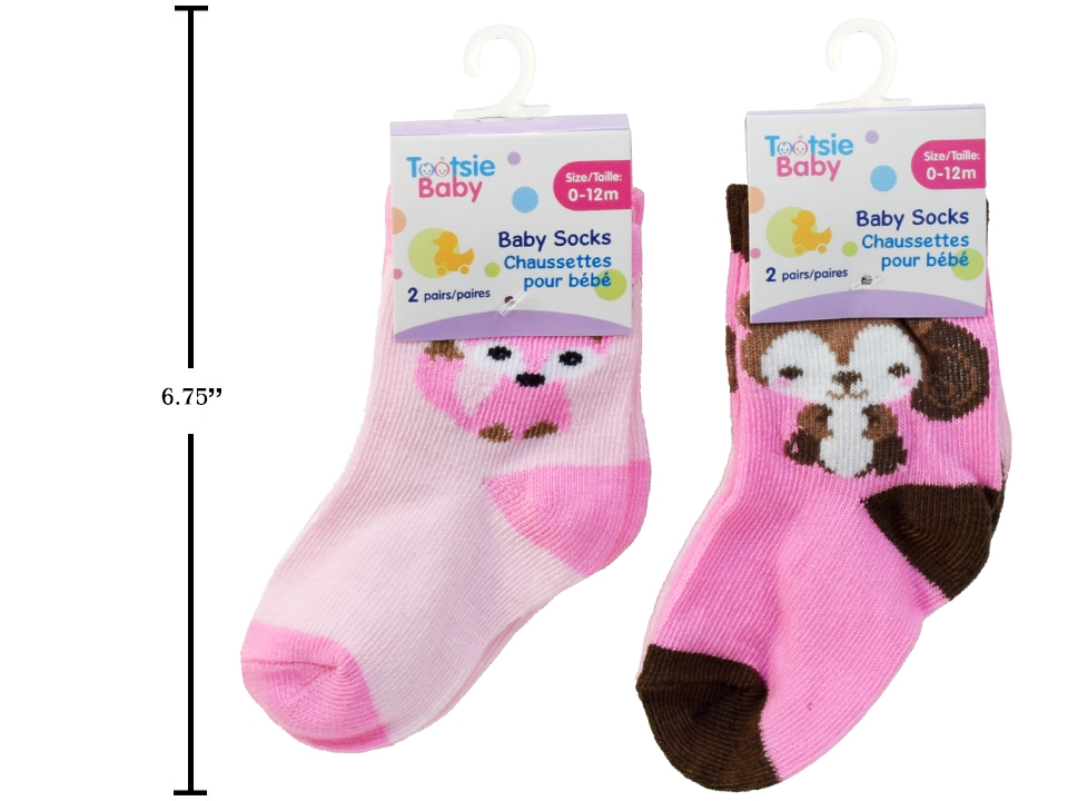Baby Socks - 0-12 months ~ Girls ~ 2 per pack-0