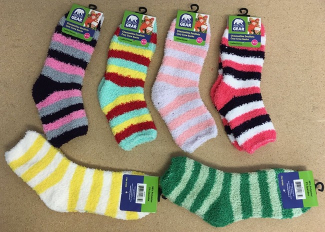Ladies Striped Cozy Crew Socks-0