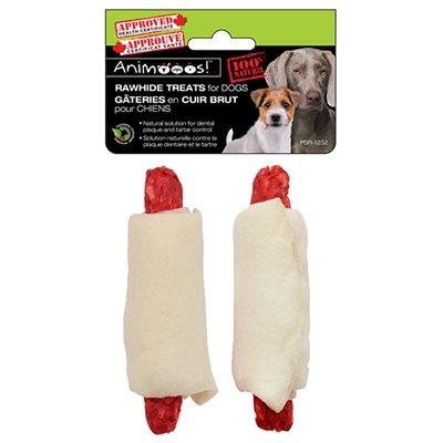 Dog Rawhide Wrapped Sausages ~ 4" x 2/pk-0