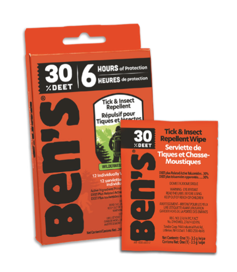 Ben's 30% Tick & Insect Repellent ~ 12 wipes per pack-0