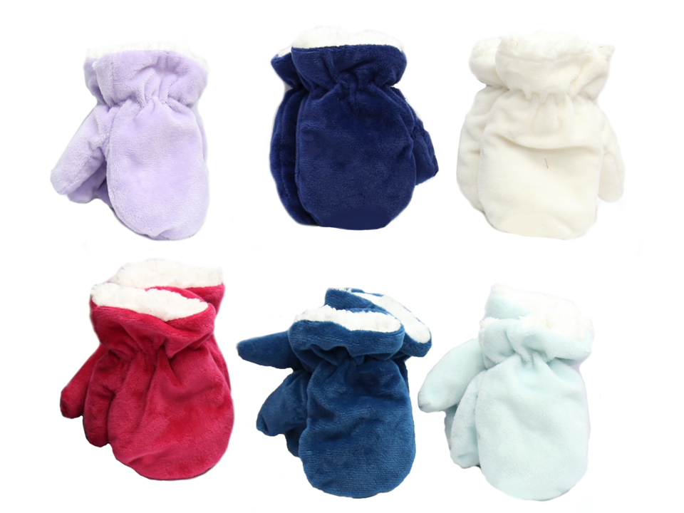 Infant Velour Plush Mittens with Sherpa Lining-0