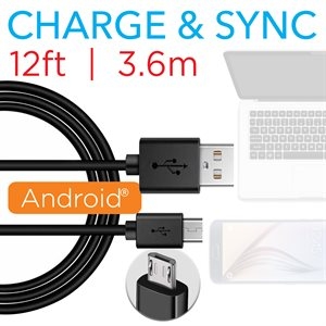 Micro USB Charging and Data Transfer Cable ~ 12' (3.6m) -0