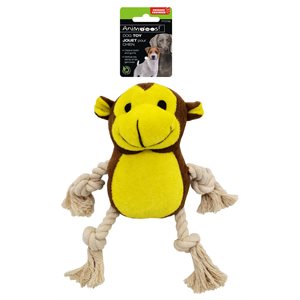 Plush Monkey Dog Toy with Rope Arms & Legs and Squeaker-0
