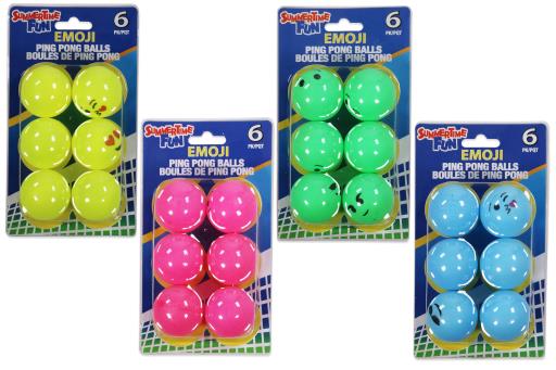Ping Pong Balls - Emjoi Face Bright Colors ~ 6 per pack-0