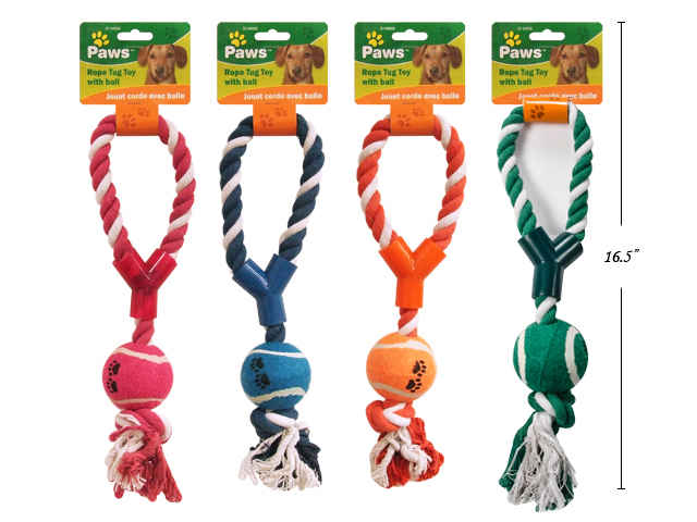 Dog Rope Tug Toy with Ball ~ 12"-0